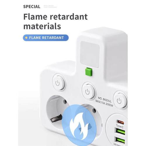 EU plug and socket 4 sockets, multi plug wall power plug and