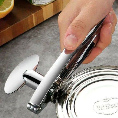Chrome Plated Matt Zinc Alloy Can Opener with Rubber Handle