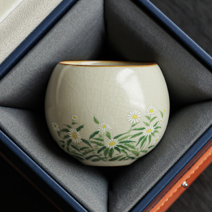 汝窑陶瓷禅定茶杯主人杯开片可养个人专用单个高级喝茶杯功夫茶盏