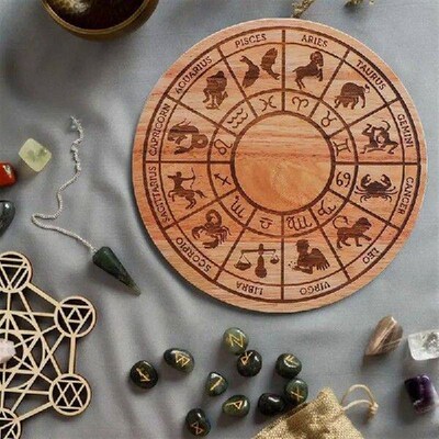 Witch Pendulum Board Round Star Wooden Pendulum Board Altar