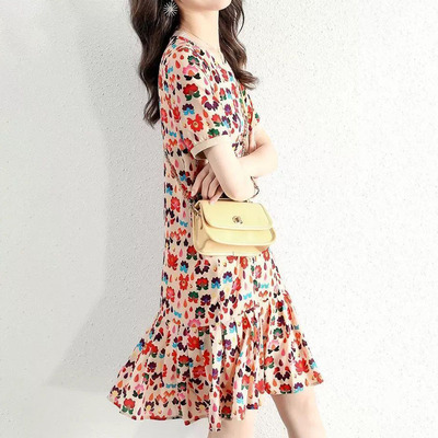Summer Fashion Ladies Short Sleeve Printing Dresses Womens