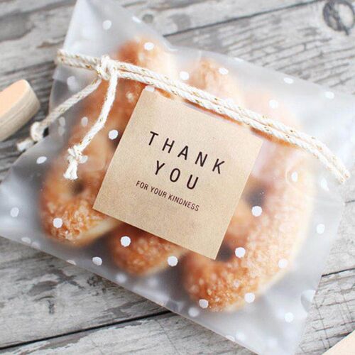 100Pcs Frosted Cookie Packaging Bag Transparent Plastic Bags