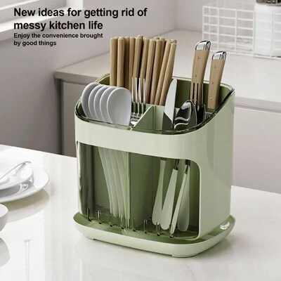 Utensil Holder Cutlery Drainer Kitchen Tableware Storage Buc