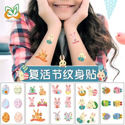 Easter Tattoo Stickers Waterproof Sweat Cartoon Egg Children