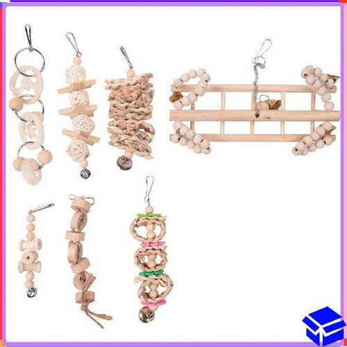 Reliable 7 Packs Bird Parrot Swing Chewing Toys- Natural