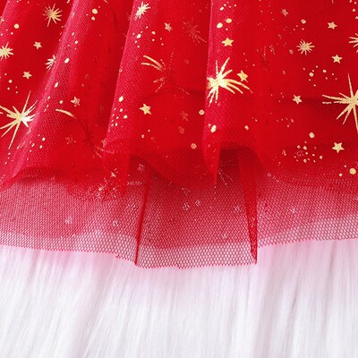 Baby Girls Dress Red Deer Sequins Long Sleeve O-neck Letter