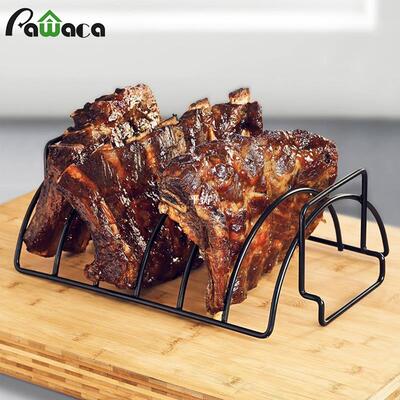 Non-Stick BBQ Rib Rack Stainless Steel Roasting Stand Steak