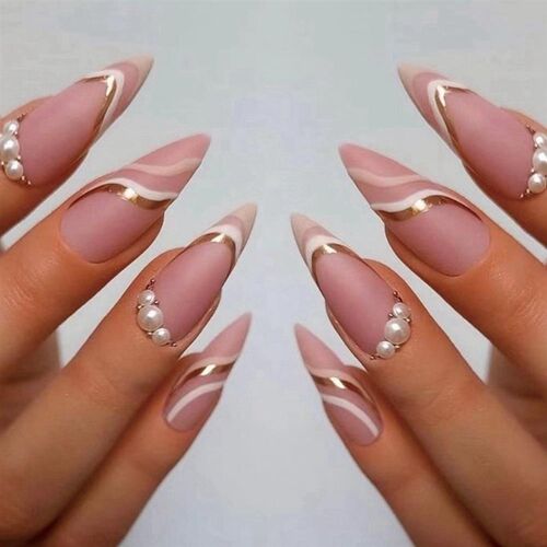 24Pcs/Set Blue Sky White Cloud Pattern Design False Nail Fre
