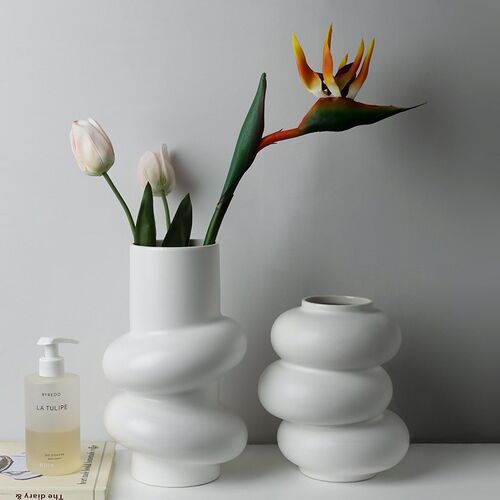 Behanmei Special-shaped Ceramic Vase Hydroponic White Home M