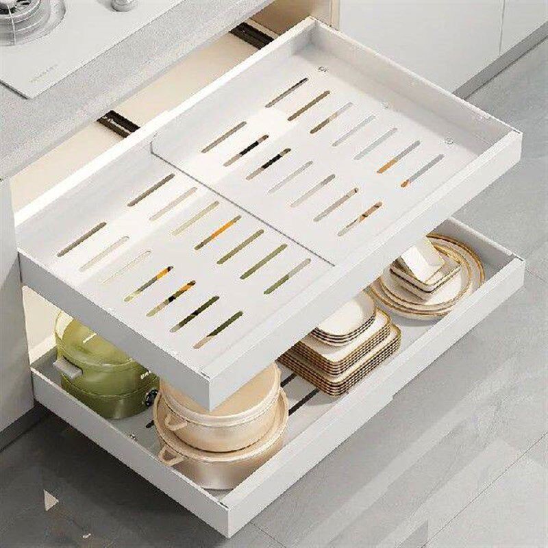 Kitchen Scalable Pull-out Storage Rack with Slide Rails - 实物图