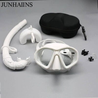 JUNHAIINS Tempered Glass Freediving Mask Snorkeling Set Fold