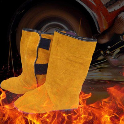 1 Pair Welder Foot Cover Leather Welding Spats Protective Sh