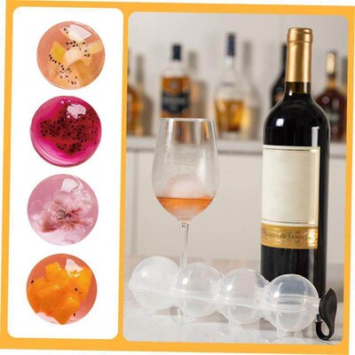 4 Hole Ice Cube Makers Round Ice Hockey Mold Whisky Cocktail