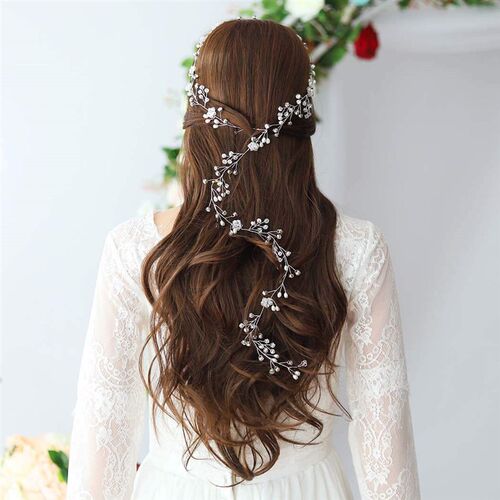 Western Wedding Fashion Headdress for Pearl Crystal Bride Ha