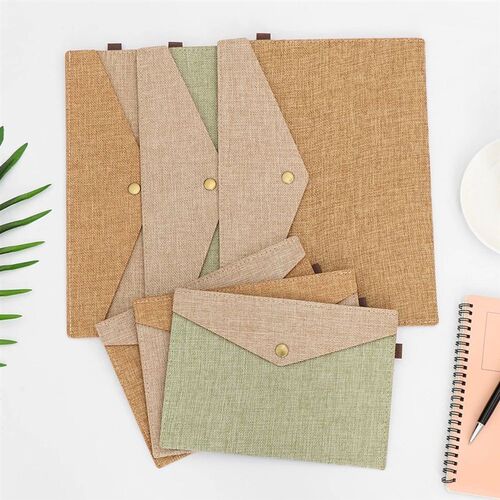 1PC A4/A5 Imitation Linen Big Capacity Document Bag Simple C