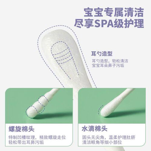 Box of 200 Infant and Toddler Cotton Swabs, Double-Tipped Ul