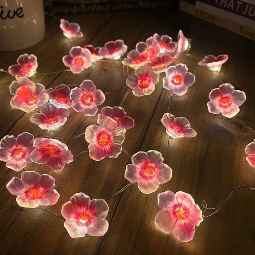 3M 30LEDS Cherry Bloom Fairy String Light Pink Flower String
