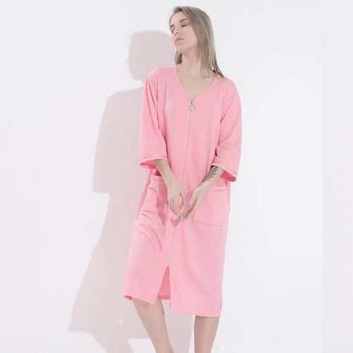 Bathrobe, womens plus size nightgown, anti glare zipper,