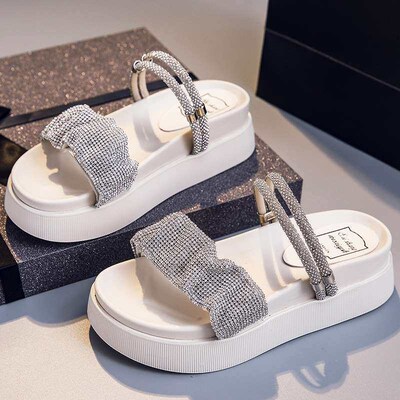 Rhinestone Thick Slippers Womens New Arrival Summer Outwear