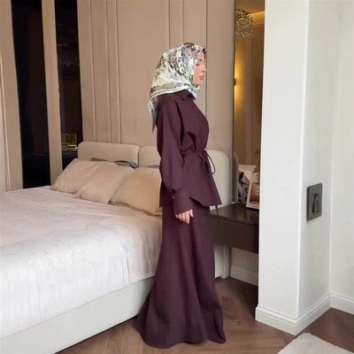 Mingnuan Noble Long Sleeve Top Long Skirt Set for
