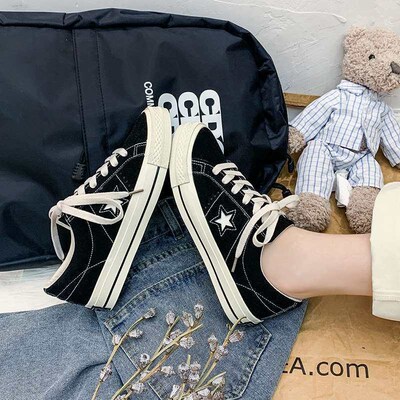Black Star Canvas Shoes for Women Couple tendy Spring New Ca