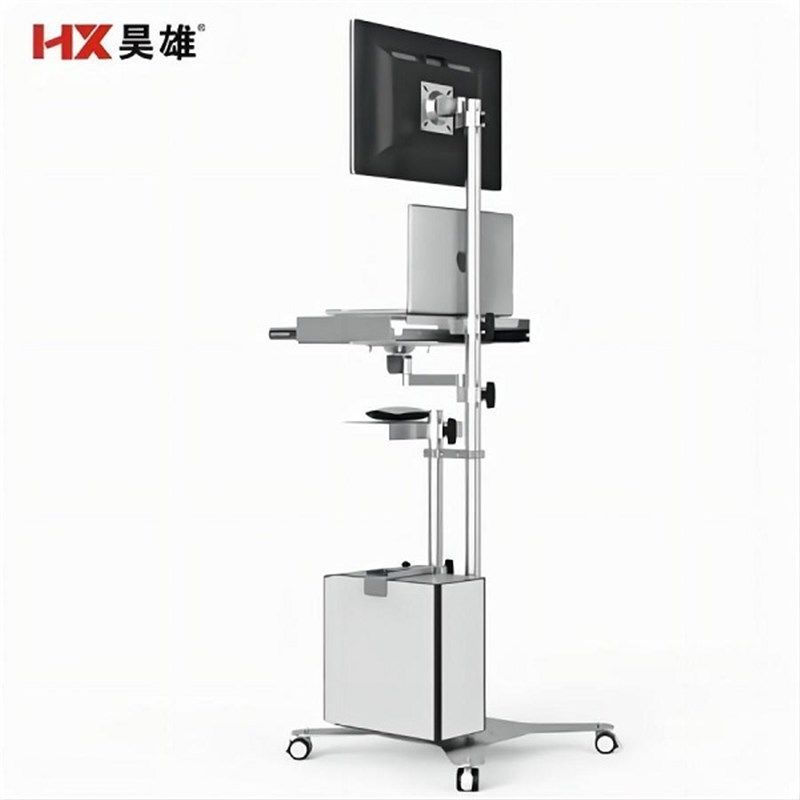 昊雄电脑显示器落地支架可调节升降旋转挂架子多功能站立办公移动