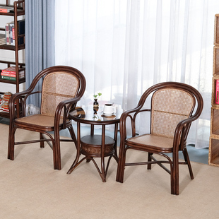 藤椅天然真藤单人家用滕靠椅藤圈椅子靠背椅实木藤条椅舒适