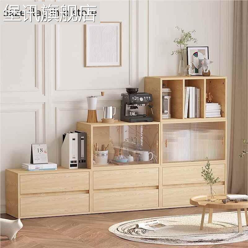 堡讯实木儿童书架落地物架幼儿园阅读区免费组合玩具收纳柜家盖布