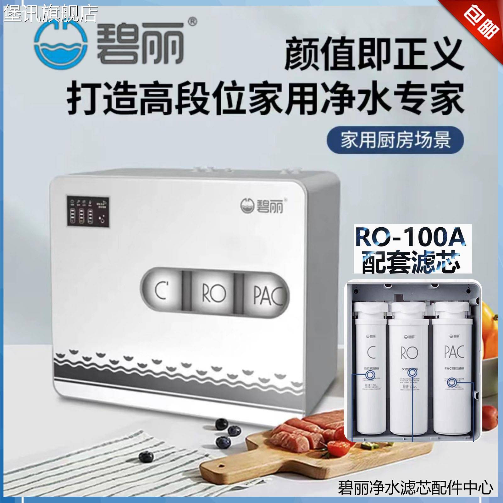 堡讯适用碧丽家用纯水净水器机RO-100AW-400D滤芯RO反渗透活性炭