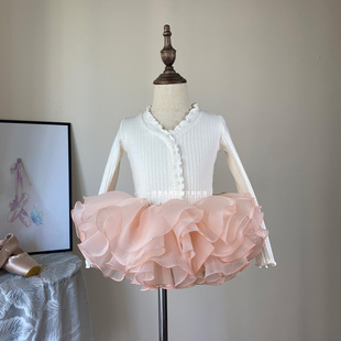 舞蹈服外套罩衫 春秋冬女童练功服舞蹈生芭蕾舞演出服V领启蒙毛衣