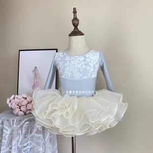 儿童舞蹈服女孩练功服体操服女童长袖 跳舞裙芭蕾舞裙连体中国舞服