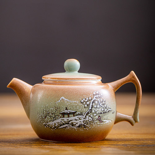 陶瓷茶壶单壶功夫茶具家用泡茶壶窑变瑞雪兆丰年井栏壶窑变将军壶
