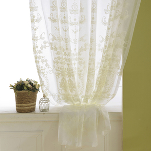 欧式刺绣白纱窗纱窗帘立体绣花窗纱白色纱帘卧室客厅飘窗阳台纱帘