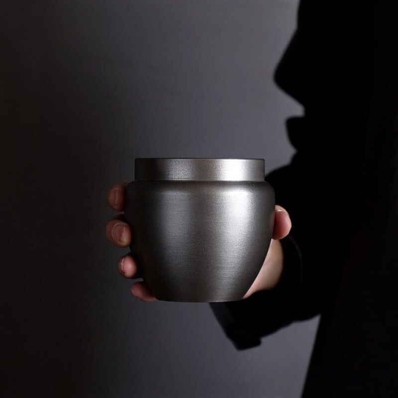 秦藏阁仓型纯锡茶叶罐大口双盖密封好存茶罐茶仓可携式小号中式复