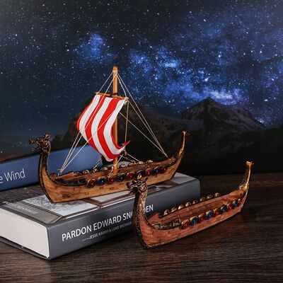 复古怀旧帆船龙舟创意家居摆件实木树脂客厅办公室酒柜高档装饰品