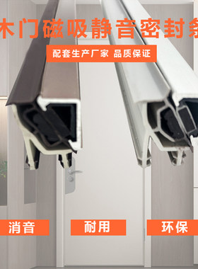 木门静音磁吸条45度自吸磁性密封胶条门磁门框PVC软硬复合静音条