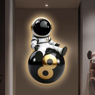 LED发光黑八桌球室台球厅墙面装饰画高端灯画高级儿童房壁灯挂画