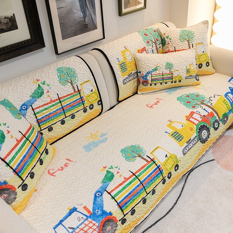 雨朵 新款多巴胺挖掘机防滑毛绒沙发垫四季通用皮沙发坐垫子定制,居家布艺,沙发垫,淘宝优惠券,粉丝福利购,淘宝优惠卷