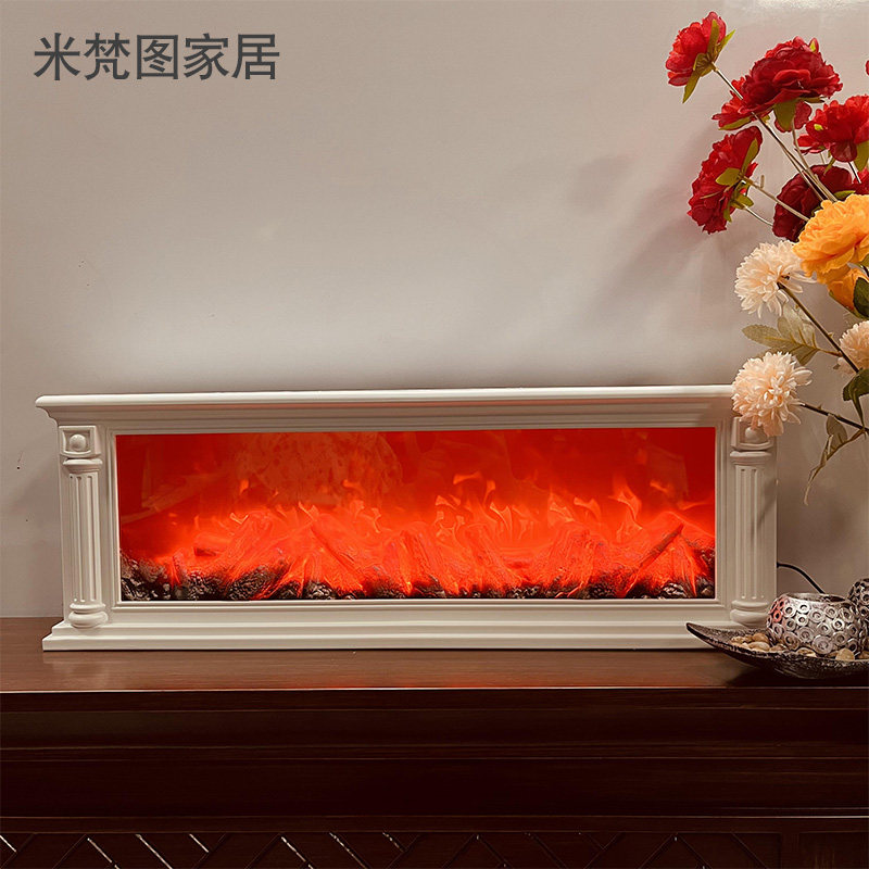 仿真壁炉火焰灯假柴火焰复古欧式客厅摆件火焰灯白色火炉气氛灯