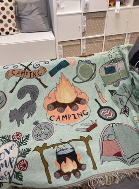 露营装饰复古小物波西米亚沙发毯线毯针织野餐美学布景盖毯提花毯