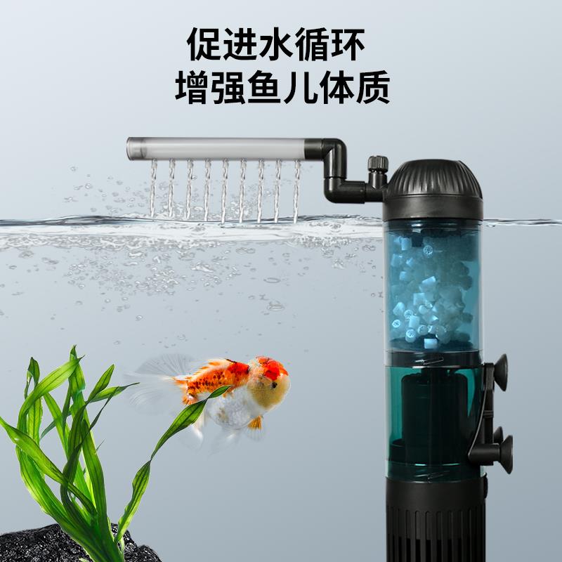 新款鱼缸过滤器水妖精四合一小型过滤制氧All循环水帮浦净水包邮