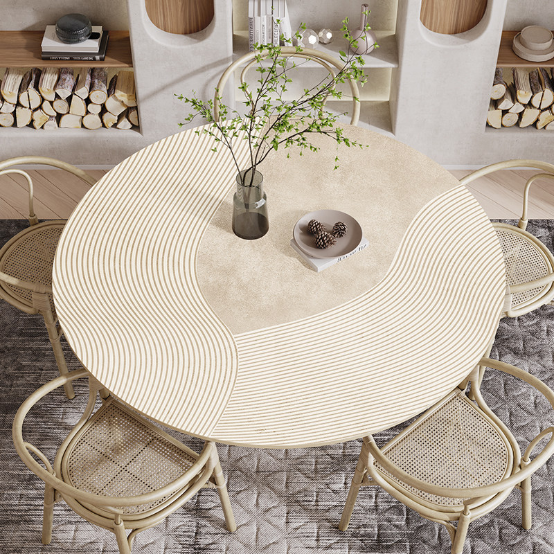 侘寂风圆桌布防水防油防烫免洗餐桌垫皮革桌垫茶几台布垫圆形家用,居家布艺,桌布,淘宝优惠券,粉丝福利购,淘宝优惠卷