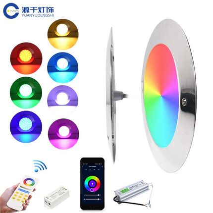 不锈钢泳池灯IP68超薄壁挂式水下灯12V智能app全灌胶泳池灯