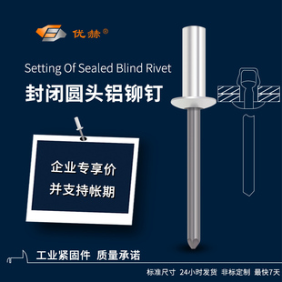 封闭型铆钉GB12615铝圆头防水型拉铆钉闭口拉钉封闭型抽芯铆钉