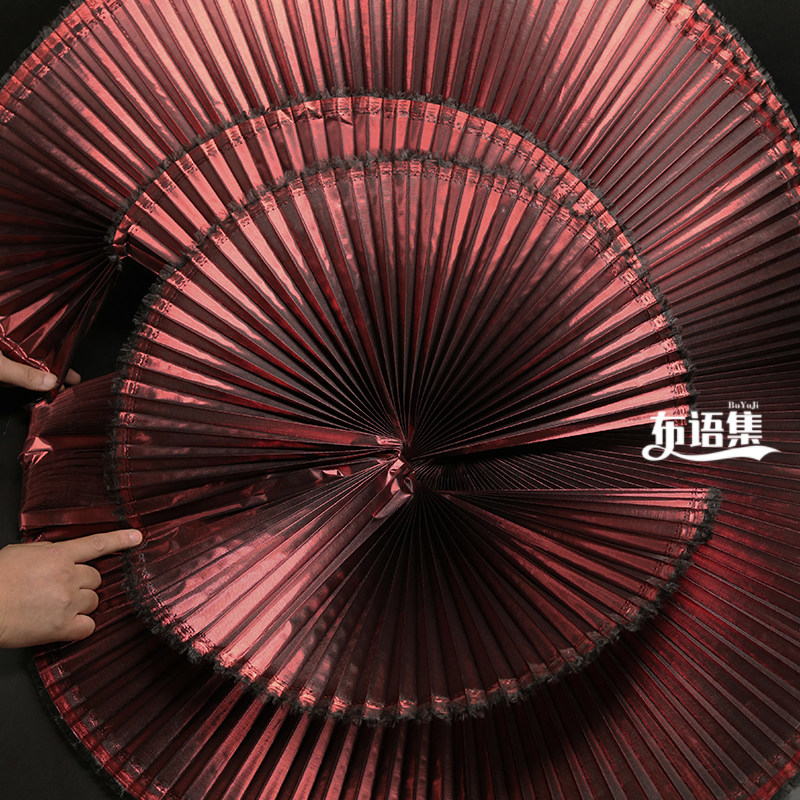 金属大风琴褶皱布料金色百褶硬挺婚礼造型装饰舞台背景设计师面料