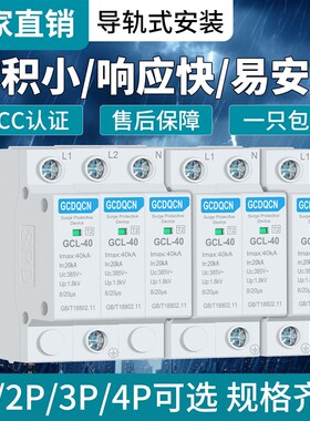 防雷器一级二级浪涌保护器家用2P4P电涌模块家用单相2P40kA60ka