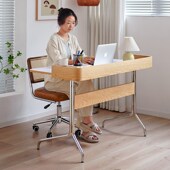 中古侘寂风实木书桌家用学生写字桌卧室小型复古写字台办公电脑桌