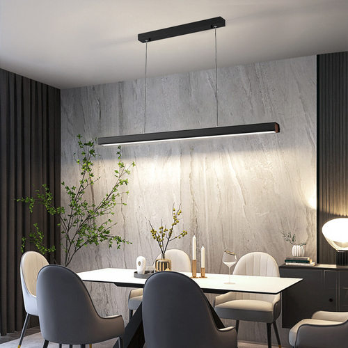 餐厅吊灯现代简约北欧极简餐桌吧台办公室客厅led长条设计师灯具