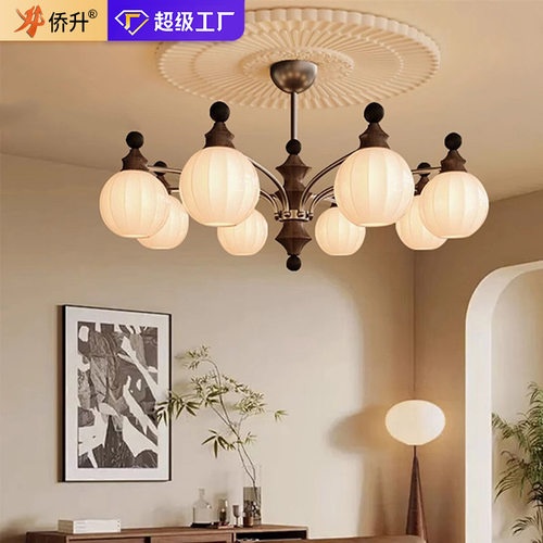 法式中古风客厅吊灯高级感美