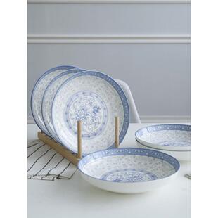 逐鹿民生釉中彩富贵园家用菜盘圆盘深盘鱼盘套装礼品骨瓷促销